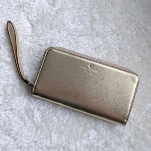 Kate Spade Gold Wristlet Handbag